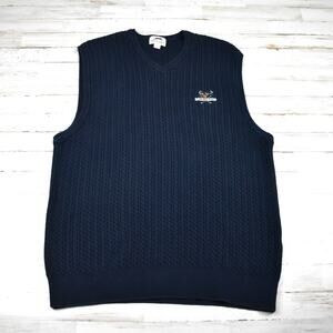 Vintage Slazenger Navy Blue Golf Club Cable Knit Sweater Vest size xlarge fitted